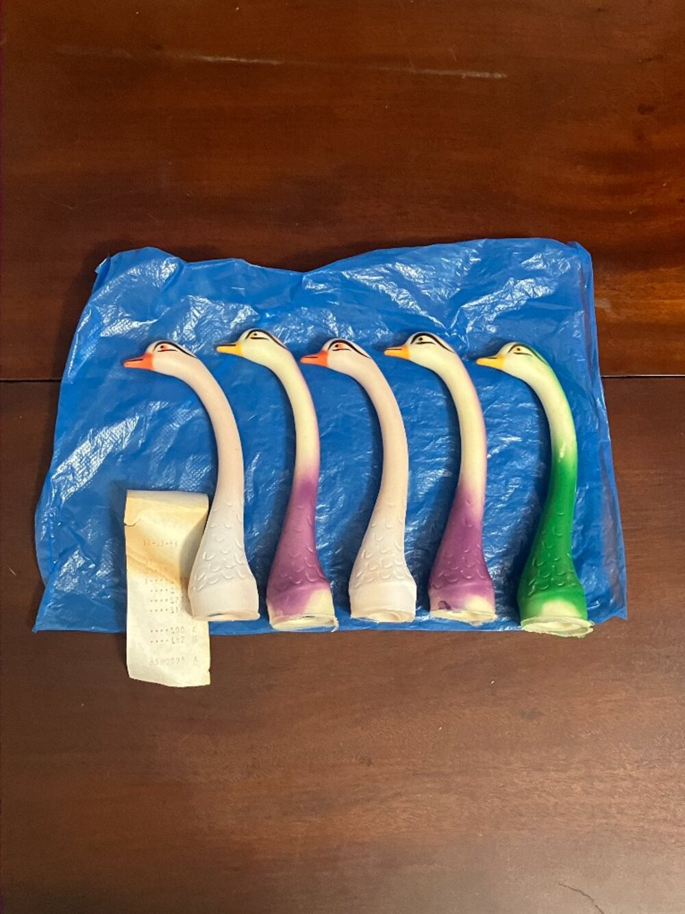 Lot of 5 Vintage Rubber Swan Heads for Crafts Made in Hong Kong 1970s-80s